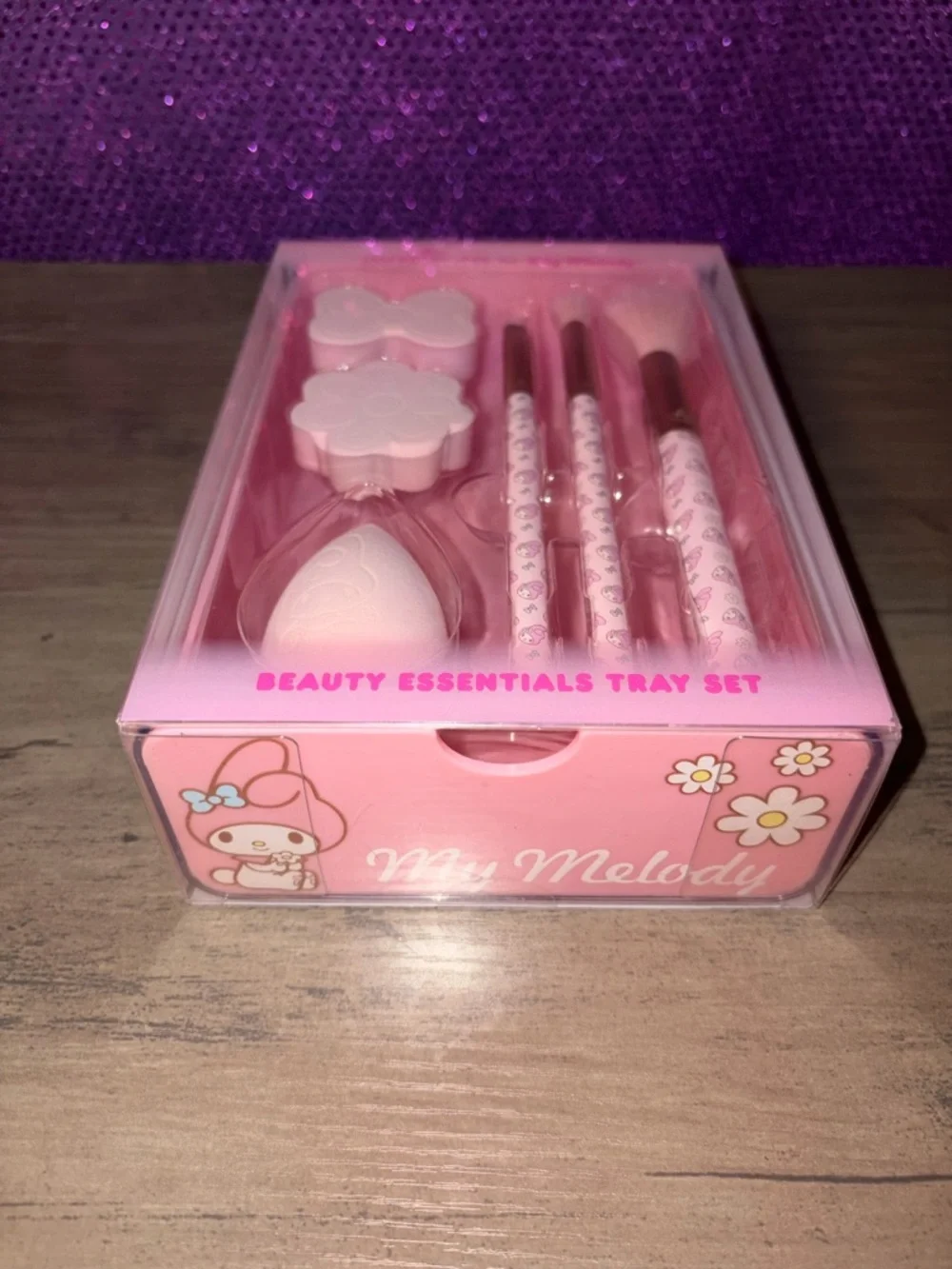 My Melody Sanrio Pink Makeup Brush Set w/ Sponge & Tray Kawaii Beauty Kit NWT